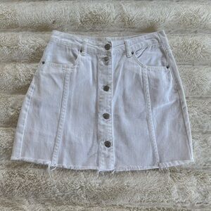 Blue Blush White Button-Front A-Line Mini Skirt